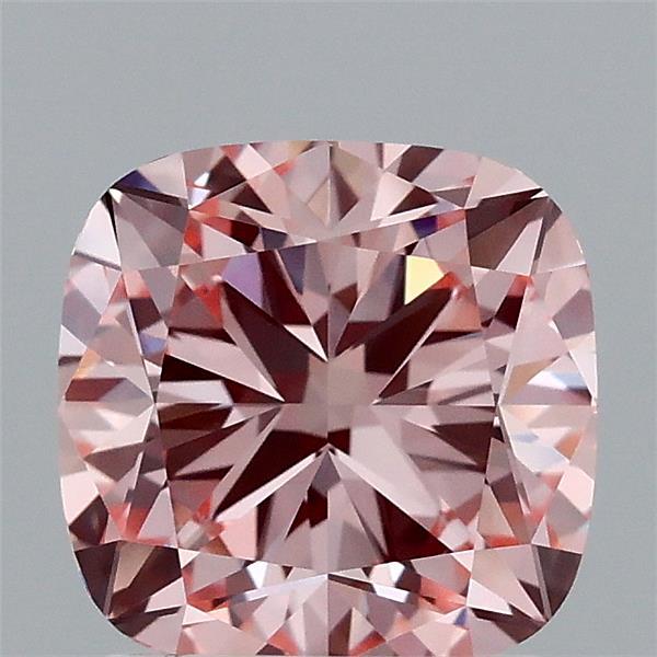 1.84 Carat Square Cushion Lab Grown Diamond, Fancy Intense Pink Color, VVS2 Clarity