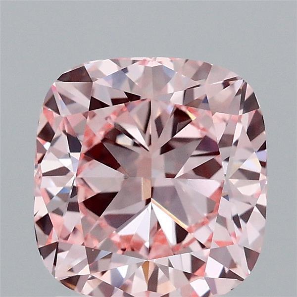 2.01 Carat Square Cushion Lab Grown Diamond, Fancy Intense Pink Color, VS1 Clarity
