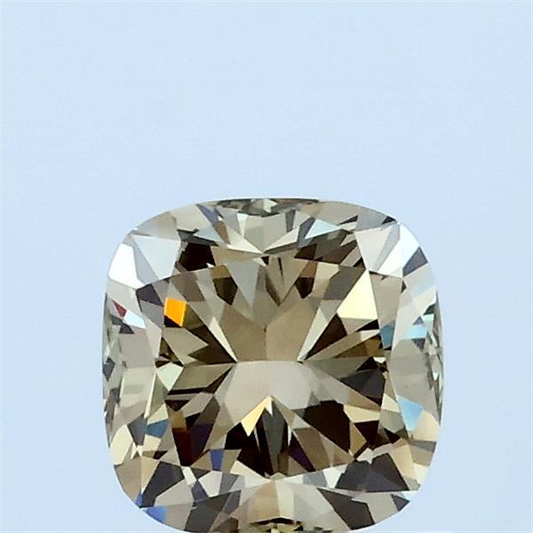 0.80 Carat Square Cushion Lab Grown Diamond, Fancy Brownish Yellow Color, VVS2 Clarity