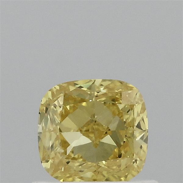 0.71 Carat Square Cushion Lab Grown Diamond, Fancy Vivid Yellow Color, VS1 Clarity
