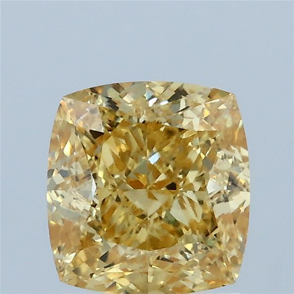 1.77 Carat Square Cushion Lab Grown Diamond, Fancy Vivid Yellow Color, VVS1 Clarity