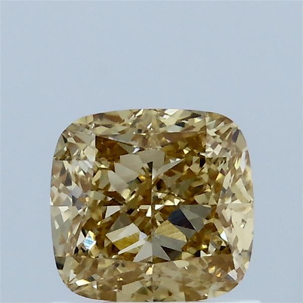 1.06 Carat Square Cushion Lab Grown Diamond, Fancy Intense Yellow Color, VS1 Clarity