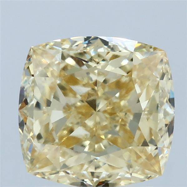 3.14 Carat Square Cushion Lab Grown Diamond, Fancy Yellow Color, VVS1 Clarity