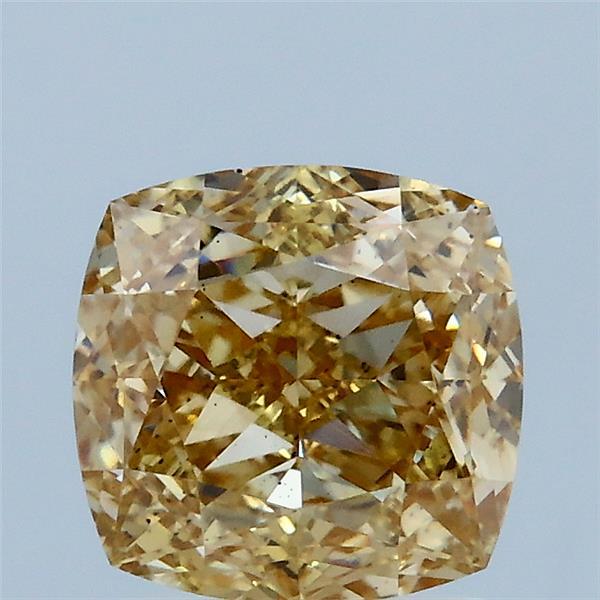 2.01 Carat Square Cushion Lab Grown Diamond, Fancy Brownish Yellow Color, VS2 Clarity