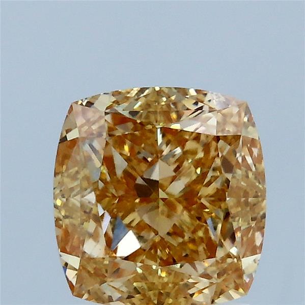 2.05 Carat Square Cushion Lab Grown Diamond, Fancy Intense Brownish Yellow Color, VS1 Clarity