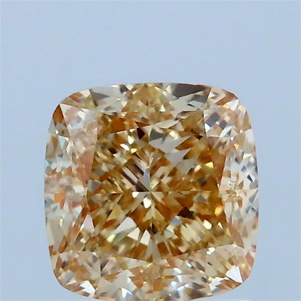 1.53 Carat Square Cushion Lab Grown Diamond, Fancy Brownish Yellow Color, VVS2 Clarity