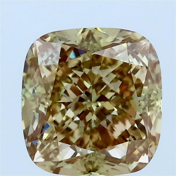 2.06 Carat Square Cushion Lab Grown Diamond, Fancy Yellow Color, VS1 Clarity