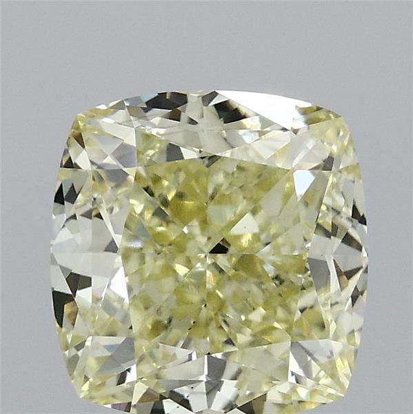 2.52 Carat Square Cushion Lab Grown Diamond, Fancy Yellow Color, VS1 Clarity