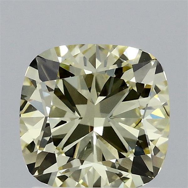 1.51 Carat Square Cushion Lab Grown Diamond, Fancy Yellow Color, VS1 Clarity