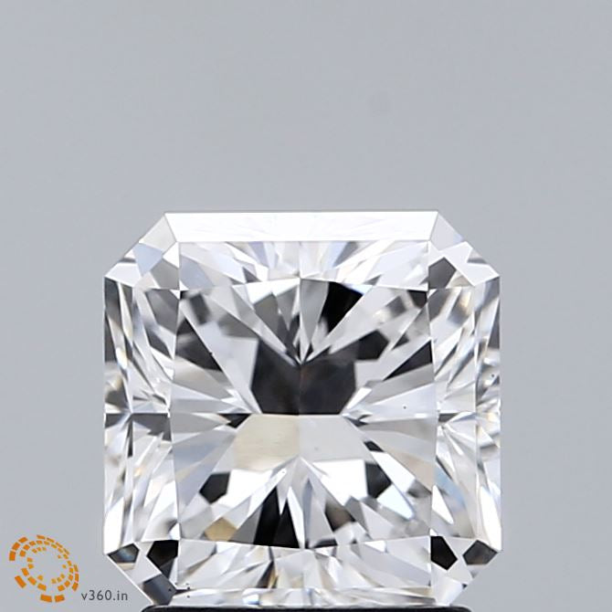 2.03 Carat Square Radiant Lab Grown Diamond, Excellent Polish, D Color, VS1 Clarity