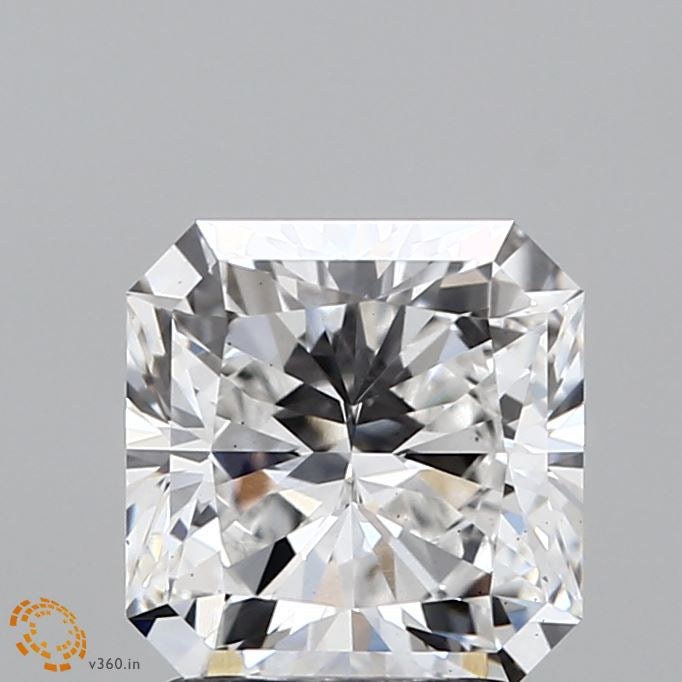 2.06 Carat Square Radiant Lab Grown Diamond, Excellent Polish, E Color, VS1 Clarity