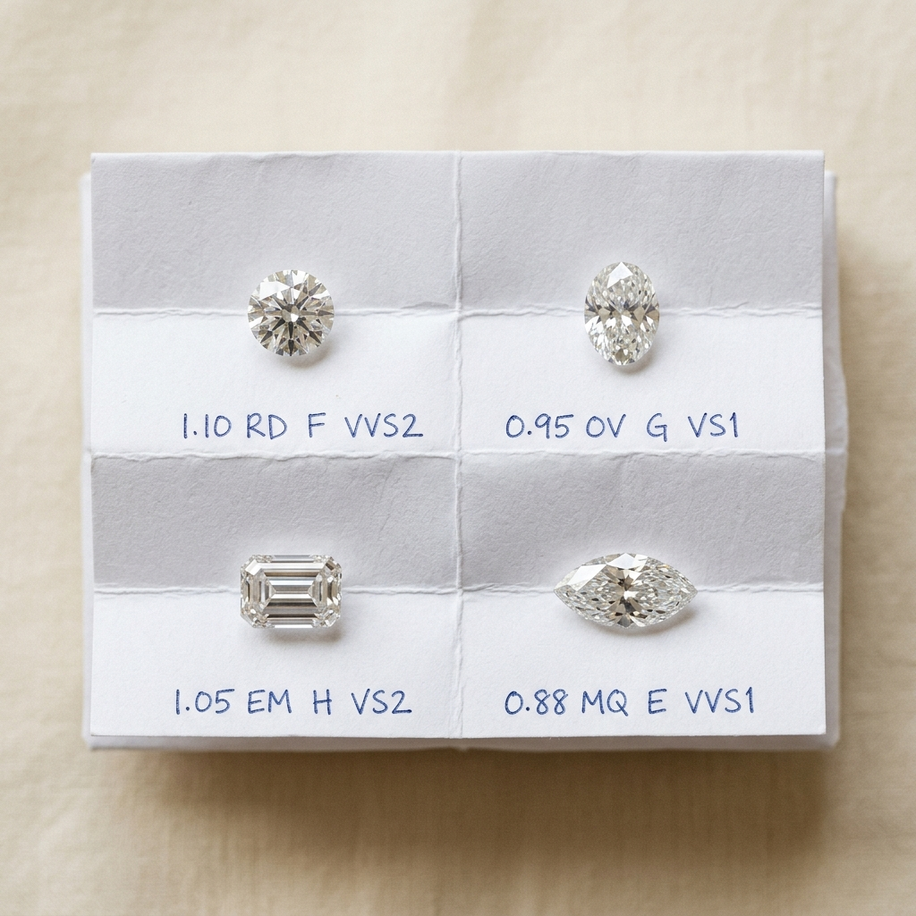 Loose diamonds on parcel paper