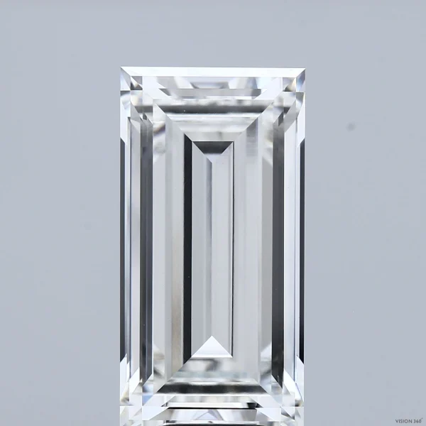 10.56 Carat Baguette Lab Grown Diamond, Excellent Polish, F Color, VVS2 Clarity