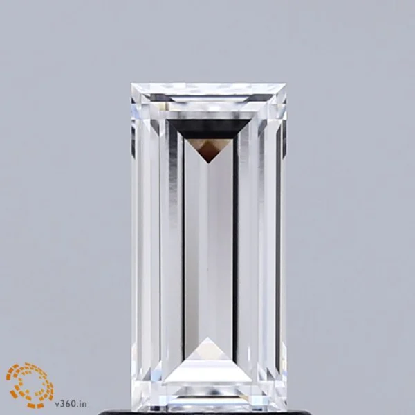 1.09 Carat Baguette Lab Grown Diamond, Excellent Polish, D Color, VVS2 Clarity