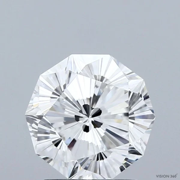 2.07 Carat Decagon Modified Brilliant Lab Grown Diamond, Excellent Polish, E Color, VS1 Clarity