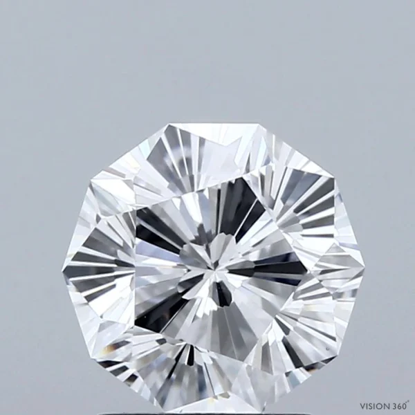 2.10 Carat Decagon Modified Brilliant Lab Grown Diamond, Excellent Polish, D Color, VS1 Clarity