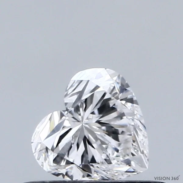 0.39 Carat Heart Lab Grown Diamond, Very Good Polish, D Color, VVS2 Clarity