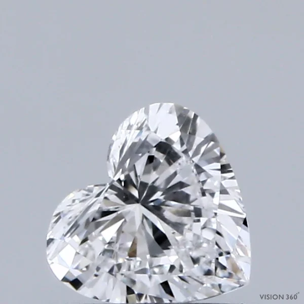 0.49 Carat Heart Lab Grown Diamond, Very Good Polish, D Color, VVS2 Clarity