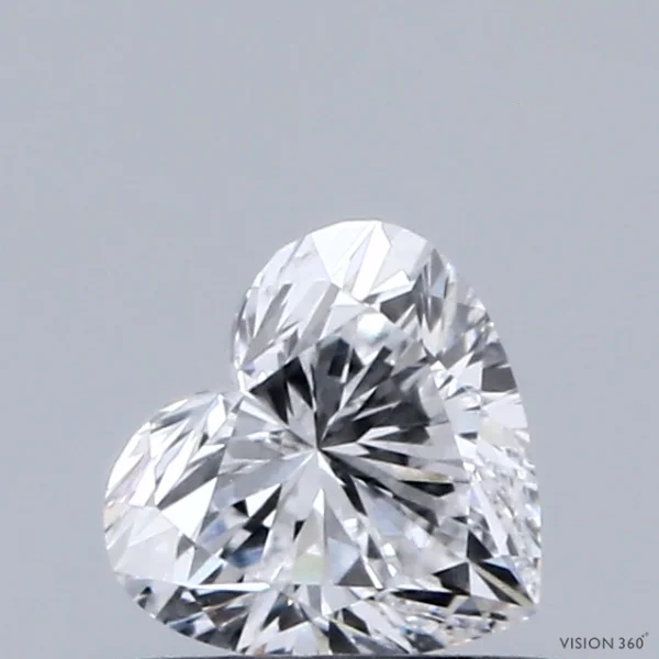 0.49 Carat Heart Lab Grown Diamond, Very Good Polish, D Color, VVS2 Clarity