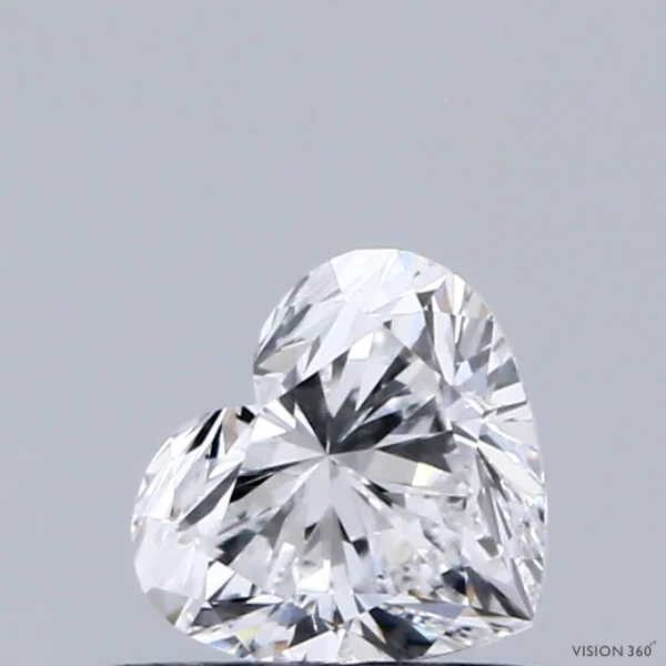 0.53 Carat Heart Lab Grown Diamond, Very Good Polish, D Color, VVS1 Clarity
