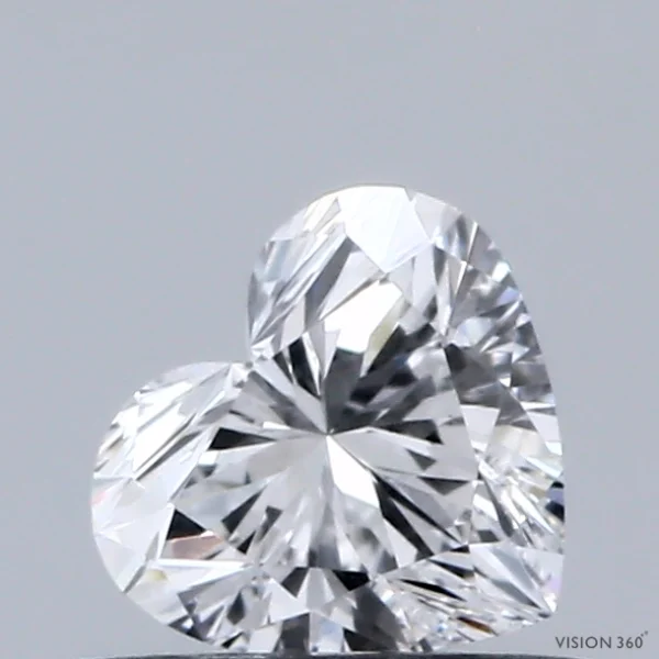 0.54 Carat Heart Lab Grown Diamond, Very Good Polish, D Color, VS1 Clarity