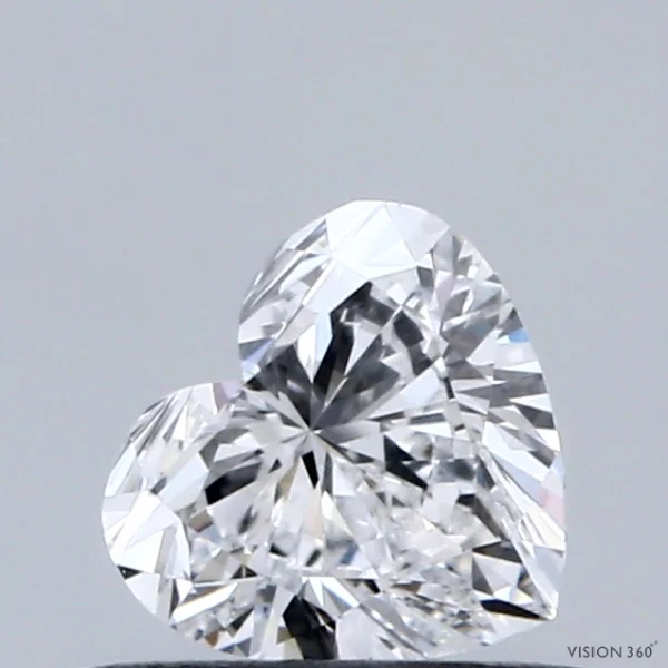 0.54 Carat Heart Lab Grown Diamond, Very Good Polish, D Color, VVS1 Clarity
