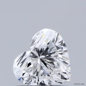 0.57 Carat Heart Lab Grown Diamond, Very Good Polish, D Color, VVS2 Clarity