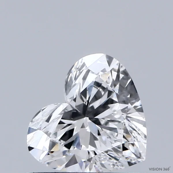 0.64 Carat Heart Lab Grown Diamond, Very Good Polish, D Color, VVS2 Clarity