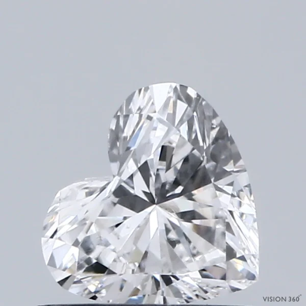 0.65 Carat Heart Lab Grown Diamond, Very Good Polish, D Color, VVS2 Clarity