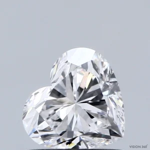 0.75 Carat Heart Lab Grown Diamond, Very Good Polish, D Color, VVS2 Clarity