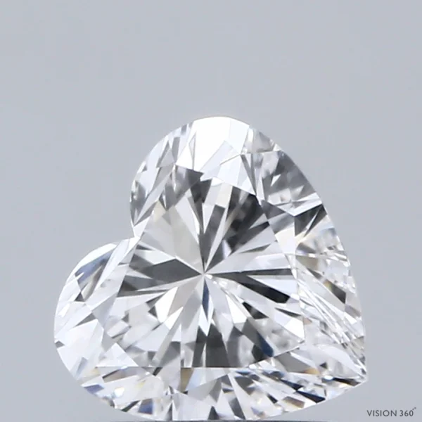 0.91 Carat Heart Lab Grown Diamond, Excellent Polish, D Color, VVS2 Clarity