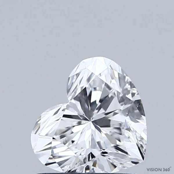 0.91 Carat Heart Lab Grown Diamond, Very Good Polish, D Color, VVS2 Clarity
