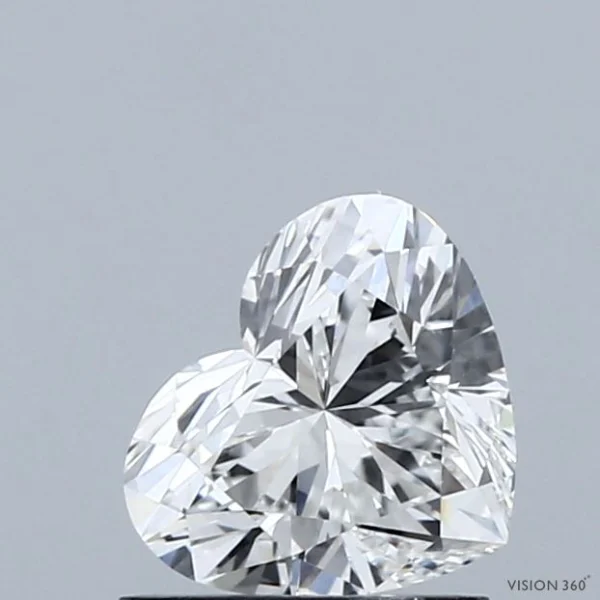1.00 Carat Heart Lab Grown Diamond, Excellent Polish, E Color, VS1 Clarity