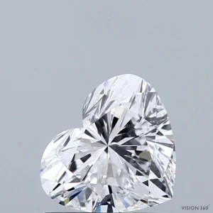 1.03 Carat Heart Lab Grown Diamond, Excellent Polish, D Color, VVS2 Clarity