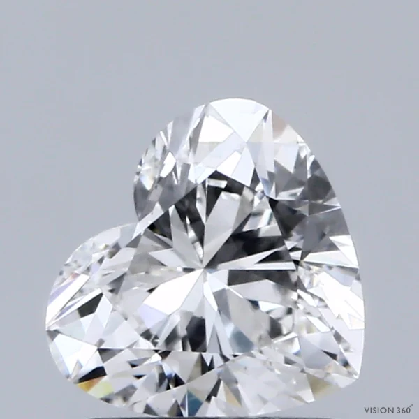 1.03 Carat Heart Lab Grown Diamond, Excellent Polish, E Color, VS1 Clarity