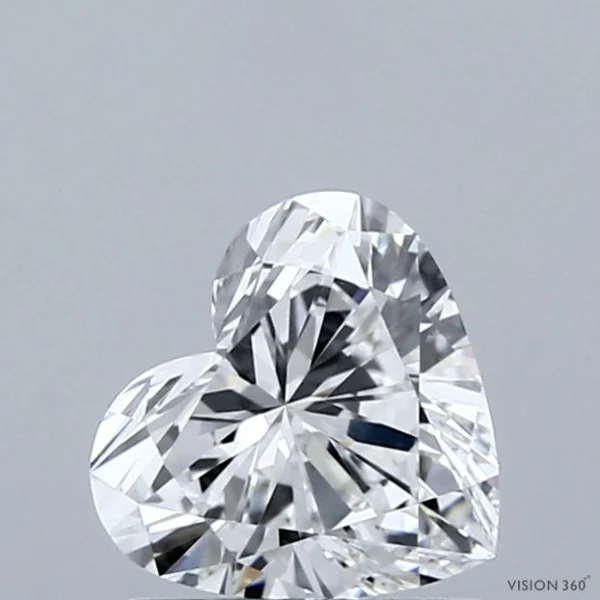 1.03 Carat Heart Lab Grown Diamond, Excellent Polish, E Color, VVS2 Clarity