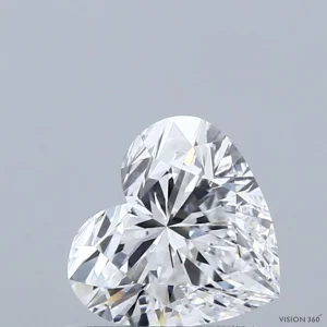 1.08 Carat Heart Lab Grown Diamond, Excellent Polish, D Color, VVS2 Clarity