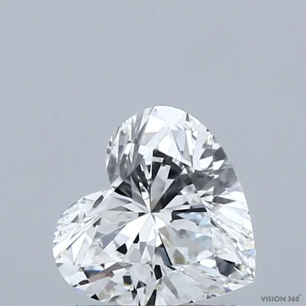 1.09 Carat Heart Lab Grown Diamond, Excellent Polish, D Color, VVS2 Clarity