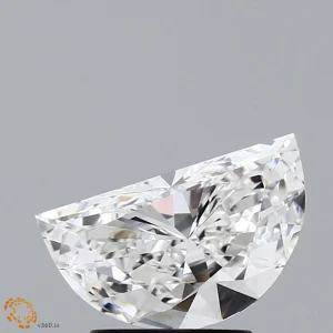 1.59 Carat Half Moon Lab Grown Diamond, Excellent Polish, E Color, VS1 Clarity