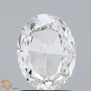 1.58 Carat Oval Rose Lab Grown Diamond, Very Good Polish, E Color, VS1 Clarity