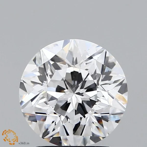 1.94 Carat Round Modified Lab Grown Diamond, Excellent Polish, E Color, VS1 Clarity