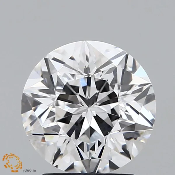 1.95 Carat Round Modified Lab Grown Diamond, Excellent Polish, E Color, VS1 Clarity