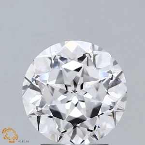 2.27 Carat Round Modified Lab Grown Diamond, Excellent Polish, D Color, VVS2 Clarity