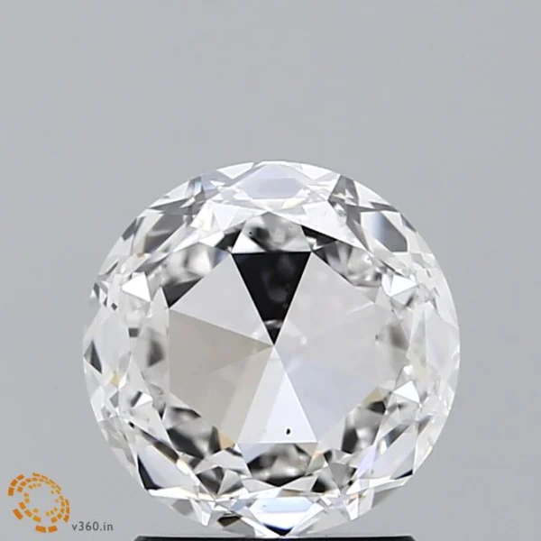 1.53 Carat Round Rose Lab Grown Diamond, Excellent Polish, E Color, VS2 Clarity