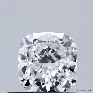 0.39 Carat Square Cushion Lab Grown Diamond, Very Good Polish, D Color, VS1 Clarity