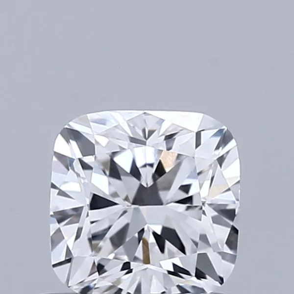 0.69 Carat Square Cushion Lab Grown Diamond, Very Good Polish, D Color, VVS2 Clarity