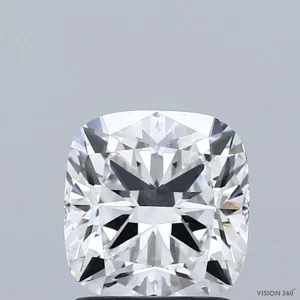 1.44 Carat Square Cushion Lab Grown Diamond, Excellent Polish, E Color, VVS2 Clarity