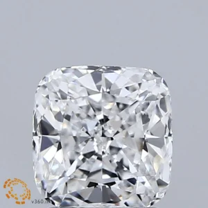 1.55 Carat Square Cushion Lab Grown Diamond, Excellent Polish, D Color, VVS2 Clarity