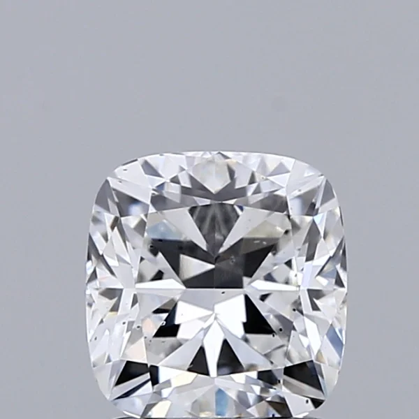 1.55 Carat Square Cushion Lab Grown Diamond, Excellent Polish, F Color, SI1 Clarity