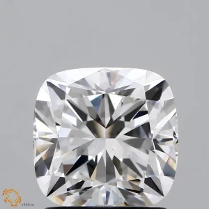 1.64 Carat Square Cushion Lab Grown Diamond, Excellent Polish, F Color, VS1 Clarity